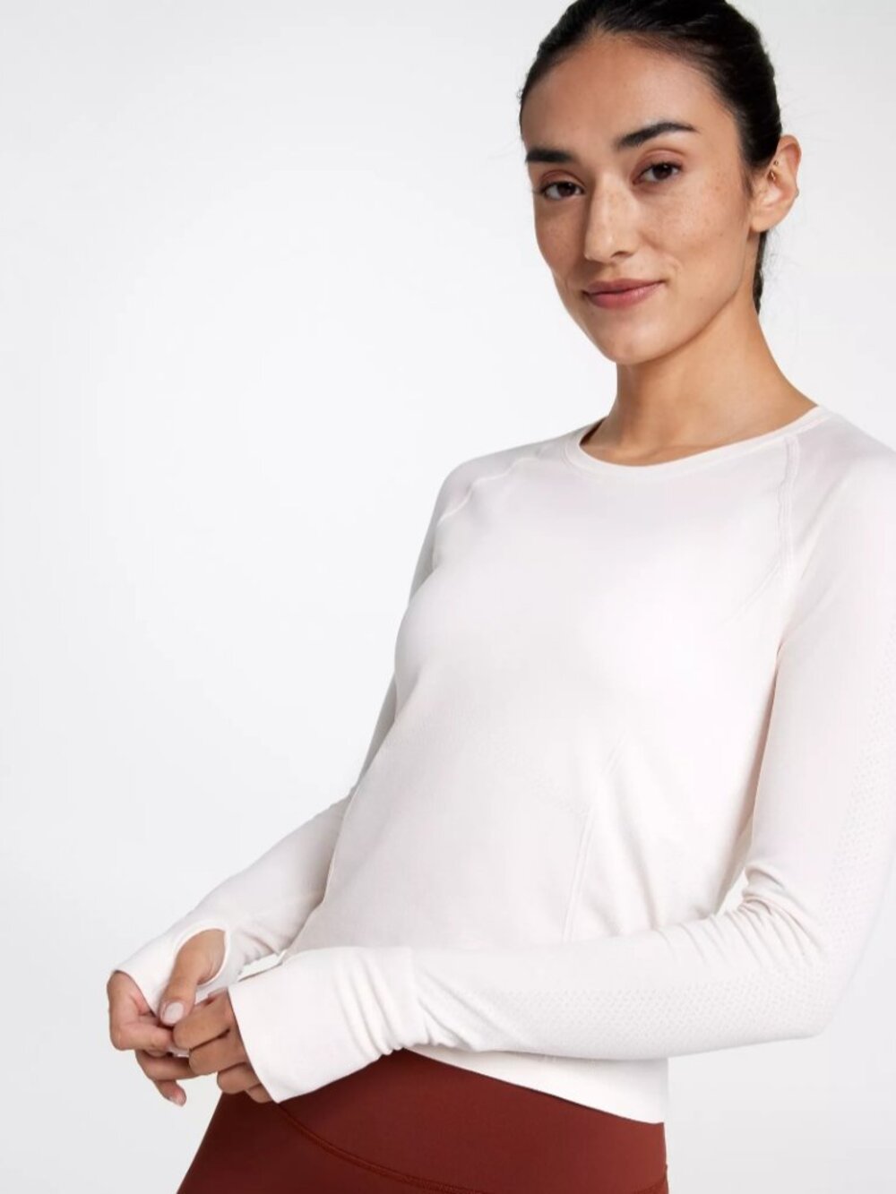 Calia Women's Seamless Race Length Long Sleeve Tee in Faded Pink NWT